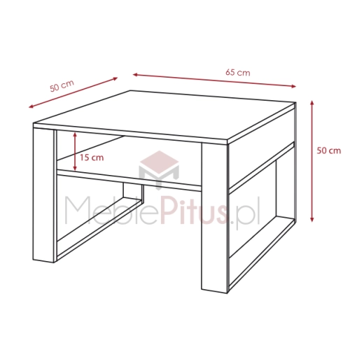 Stolik Kawowy ST8 Beton Czarny 65x50 cm Ława do Salonu Loft